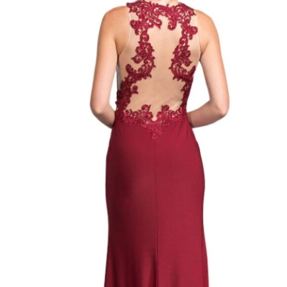 NWT Aspeed Design L1986 Sheer Embellished Prom Dress Red size S - Picture 2 of 8